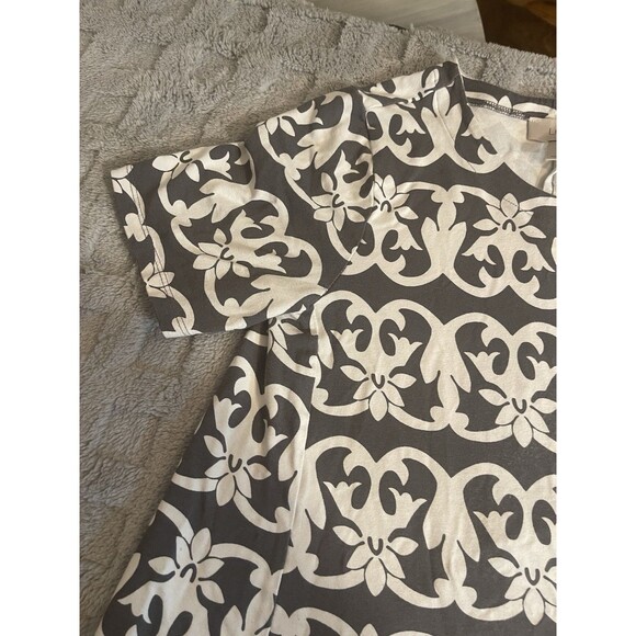 Loft Grey And White Short Sleeve A-line Knee Length T-shirt Dress Size Small - Picture 3 of 14